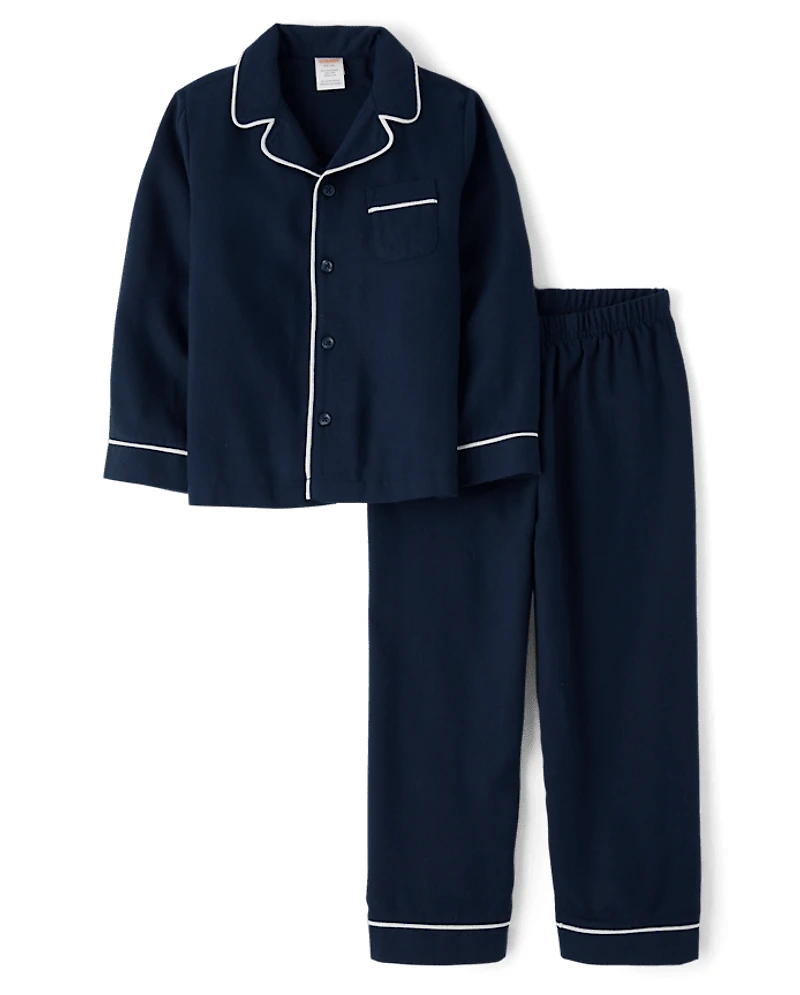 Kids Matching Family Contrast Flannel Pajamas