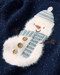 Boys Crochet Snowman Sweater - Royal Christmas