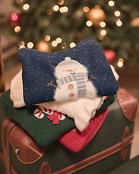 Boys Crochet Snowman Sweater - Royal Christmas