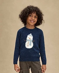 Boys Crochet Snowman Sweater - Royal Christmas
