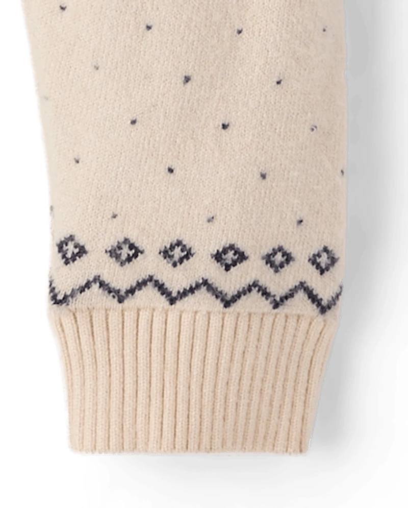 Combinaison pull à col châle Fair Isle motif renne pour bébé garçon