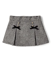 Jupe plissée à nœud pied-de-poule pour fille - Petit Paris