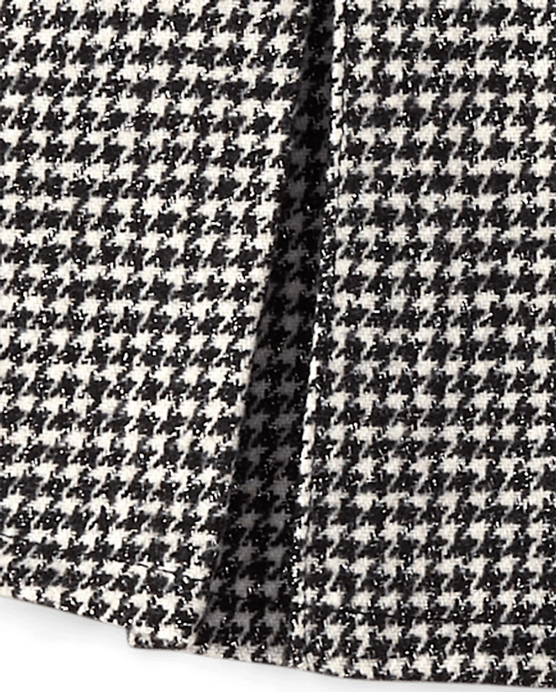 Girls Houndstooth Pleated Bow Skirt - Petit Paris