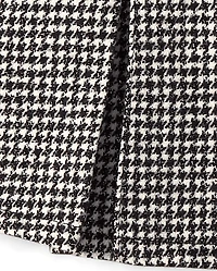 Girls Houndstooth Pleated Bow Skirt - Petit Paris