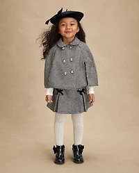 Girls Houndstooth Pleated Bow Skirt - Petit Paris