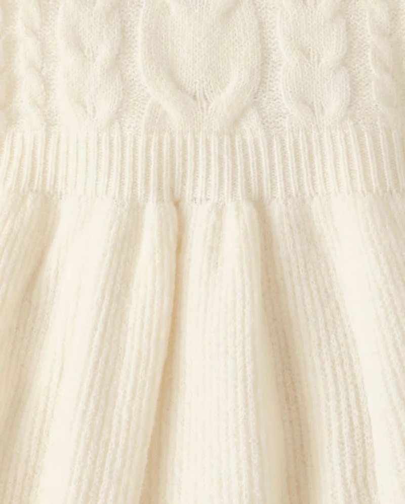 Girls Cable Knit Mock Neck Sweater Dress - Royal Christmas