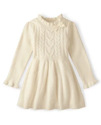 Girls Cable Knit Mock Neck Sweater Dress - Royal Christmas