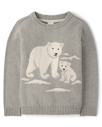Boys Intarsia Polar Bear Sweater - First Frost