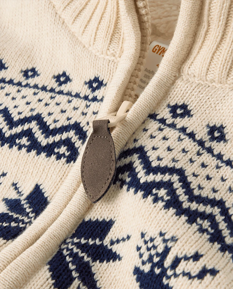 Pull zippé garçon à motif renne Fair Isle - Premières gelées