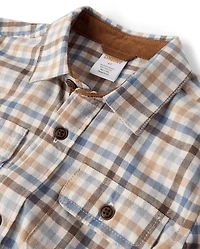 Boys Gingham Flannel Button Up Shirt - First Frost
