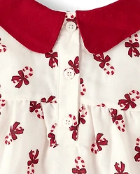 Chemise de nuit à volants en flanelle motif canne sucre pour filles - Gymmies