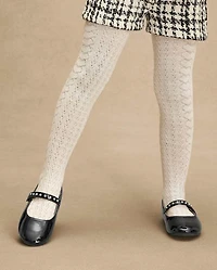 Girls Bow Cable Knit Tights 2-Pack - Petit Paris
