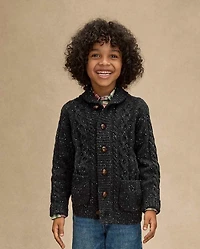 Boys Cable Knit Shawl Cardigan - Royal Christmas