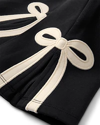 Girls Applique Bow Split Flare Jeggings - Petit Paris