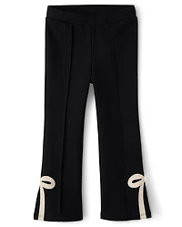 Girls Applique Bow Split Flare Jeggings - Petit Paris