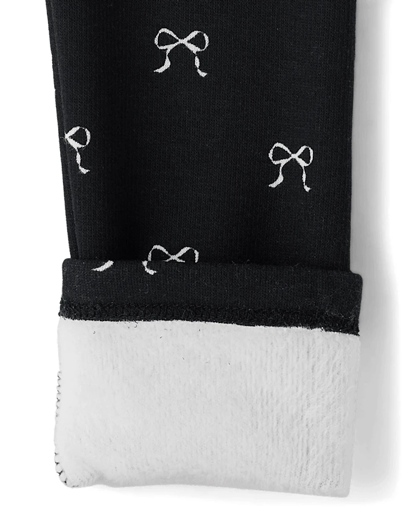 Girls Bow Winter Warm Leggings - Petit Paris