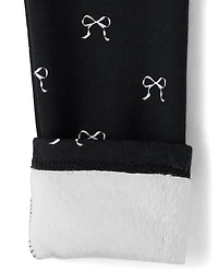 Girls Bow Winter Warm Leggings - Petit Paris