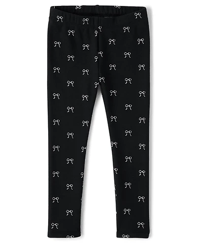 Girls Bow Winter Warm Leggings - Petit Paris