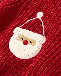 Girls Crochet Holiday Shaker Stitch Sweater - Royal Christmas