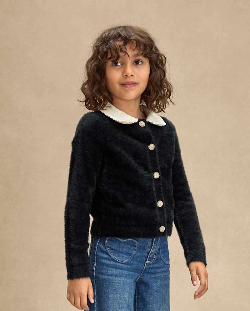 Girls Embellished Eyelash Cardigan - Royal Christmas
