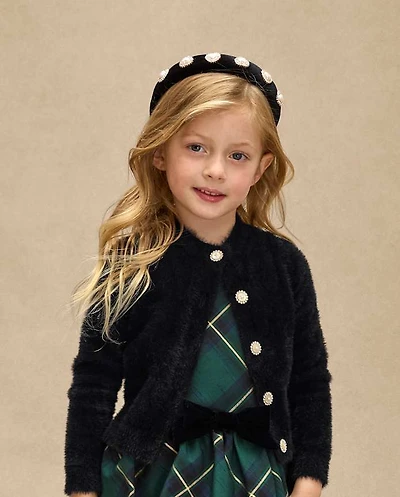 Girls Embellished Eyelash Cardigan - Royal Christmas