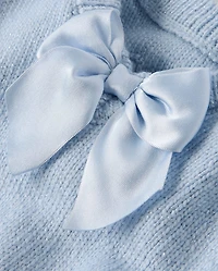 Girls Bow Back Cable Knit Sweater - On Pointe