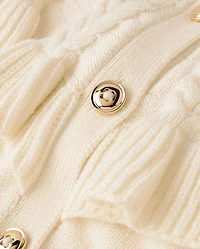 Girls Cable Knit Ruffle Sweater Cardigan - Royal Christmas