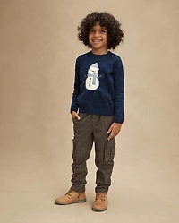 Kids Plaid Tweed Cargo Jogger Pants - Royal Christmas