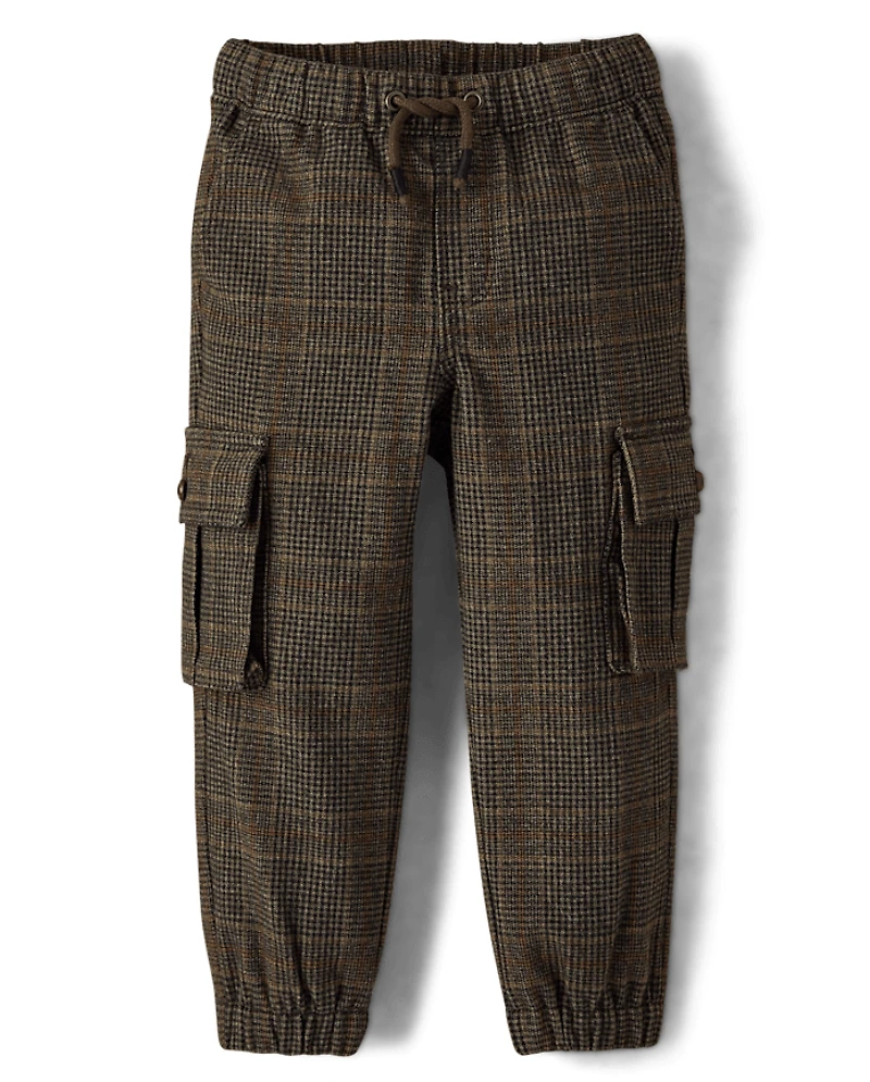 Pantalon cargo de jogging en tweed à carreaux pour enfants - Noël royal