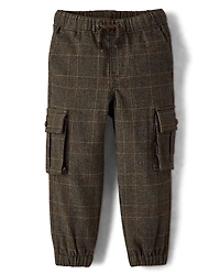 Pantalon cargo de jogging en tweed à carreaux pour enfants - Noël royal