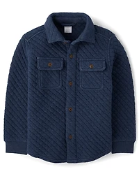 Boys Quilted Scuba Button Up Shirt - First Frost