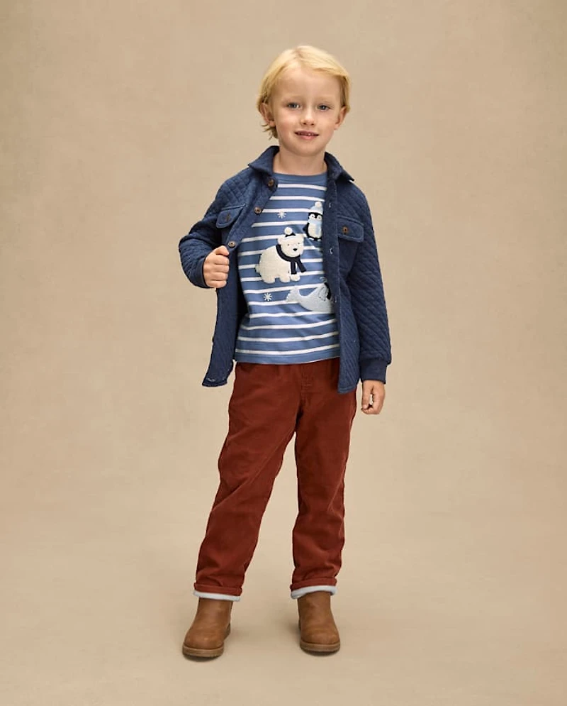 Boys Quilted Scuba Button Up Shirt - First Frost