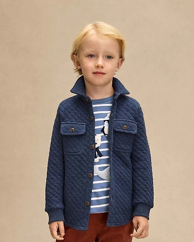 Boys Quilted Scuba Button Up Shirt - First Frost