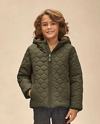 Boys Quilted Sherpa Lined Puffer Jacket - Royal Christmas
