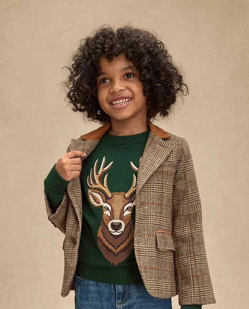 Kids Plaid Tweed Blazer - Royal Christmas