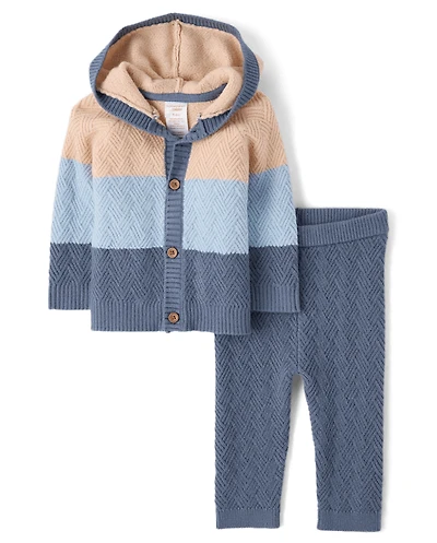Baby Boys Colorblock Sweater 2-Piece Outfit Set