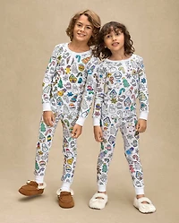 Kids Holiday DIY Coloring Snug Fit Cotton Henley Pajamas - Gymmies