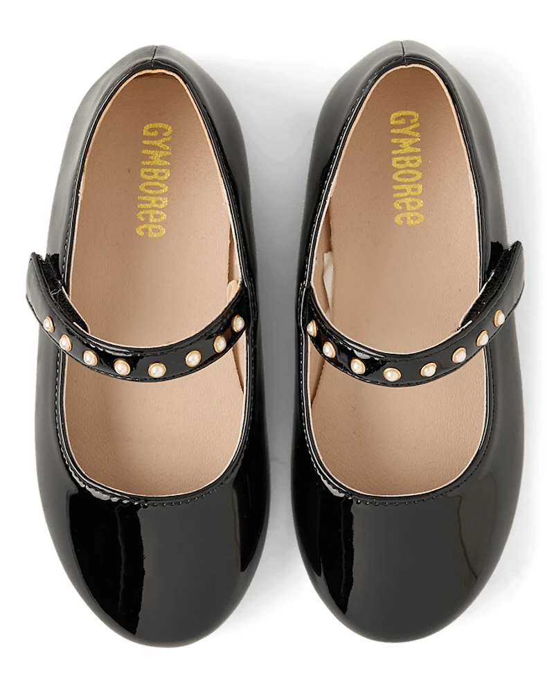 Girls Faux Pearl Ballet Flats - Petit Paris