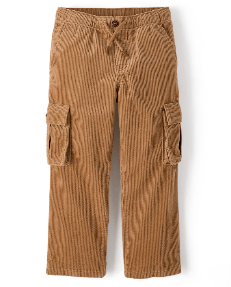 Kids Corduroy Pull On Relaxed Cargo Pants