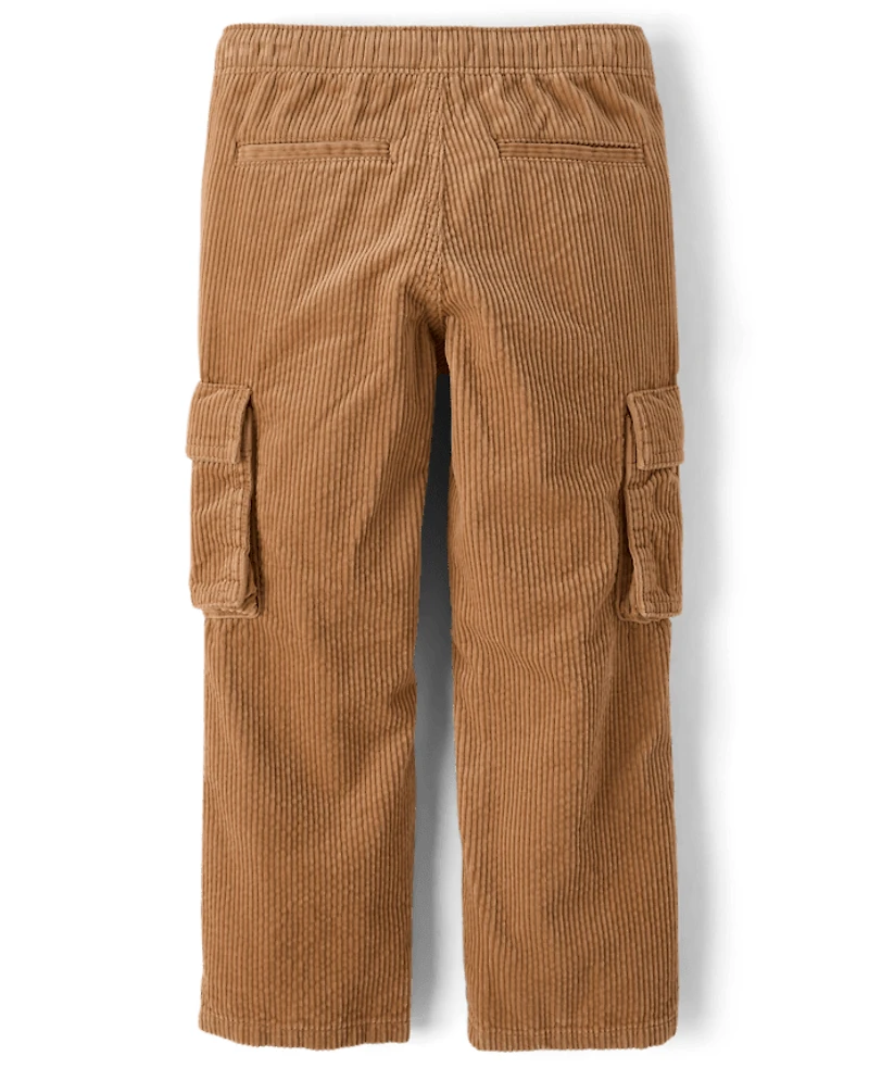 Kids Corduroy Pull On Relaxed Cargo Pants
