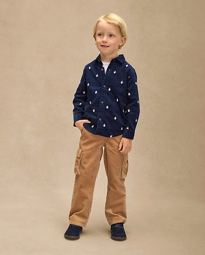 Kids Corduroy Pull On Relaxed Cargo Pants