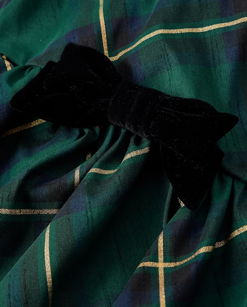 Girls Plaid Bubble Dress - Royal Christmas