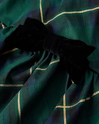 Girls Plaid Bubble Dress - Royal Christmas