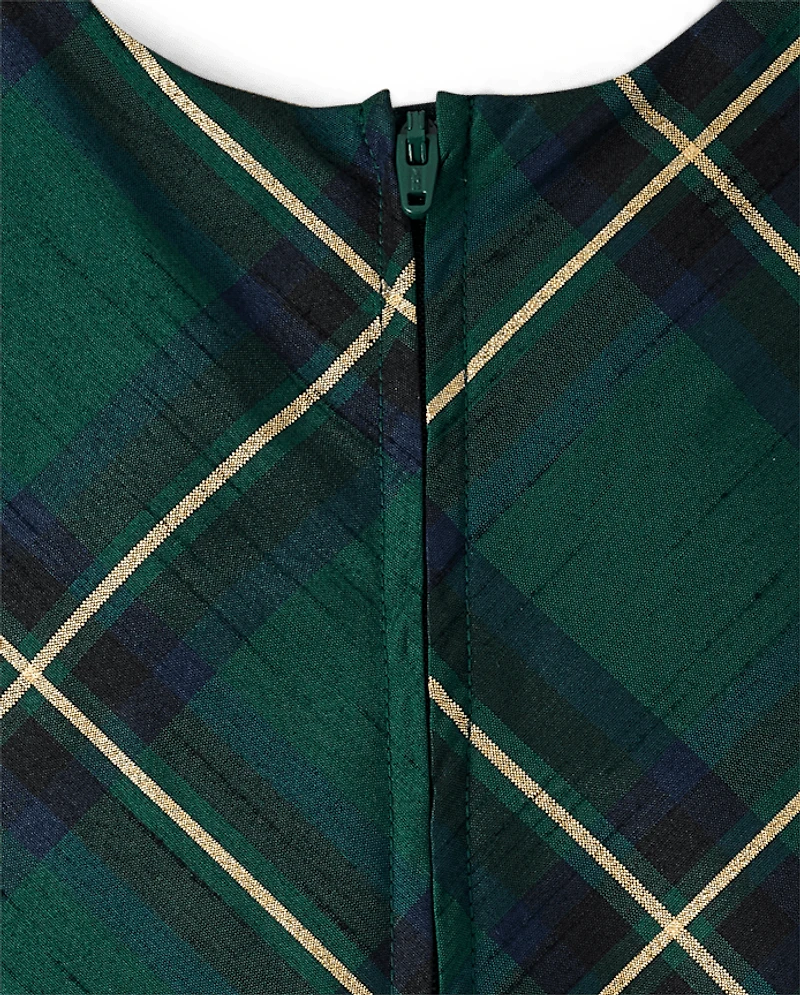 Girls Plaid Bubble Dress - Royal Christmas