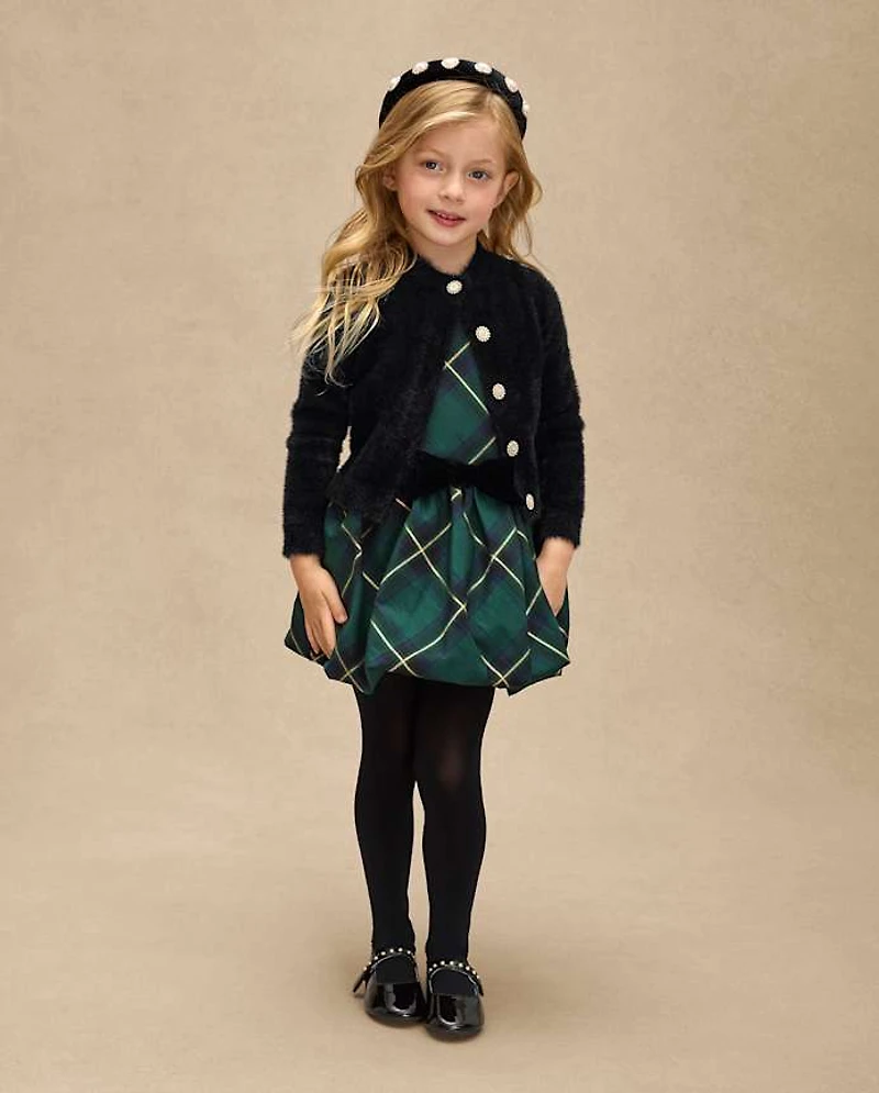 Girls Plaid Bubble Dress - Royal Christmas