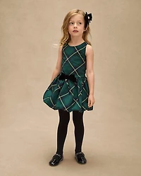 Girls Plaid Bubble Dress - Royal Christmas