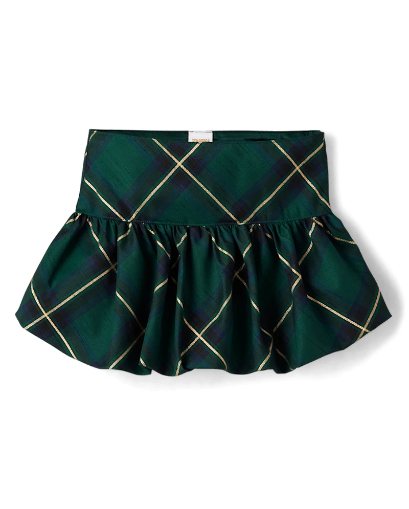 Girls Plaid Bubble Skirt - Royal Christmas