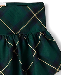 Girls Plaid Bubble Skirt - Royal Christmas