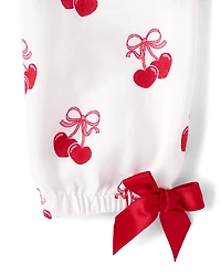 Girls Heart Cherry Flannel Ruffle Nightgown