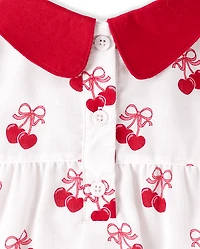 Girls Heart Cherry Flannel Ruffle Nightgown